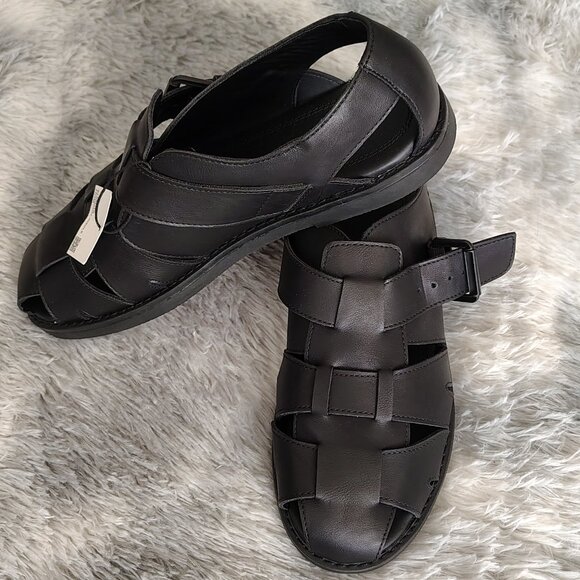 Men Zara Cage Buckle Up Sandals/Shoes Leather Black size (43 EUR) (10 USA) main image 10